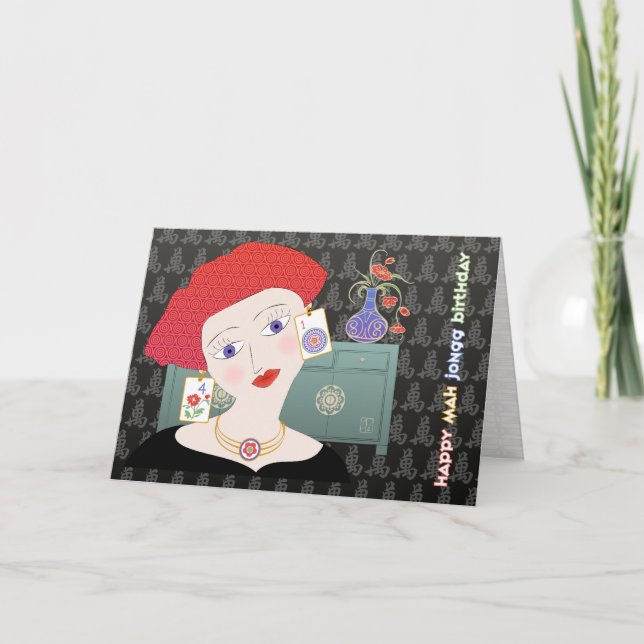 Cartão De Agradecimento Dama do Mah Jongg Carta 01 (Frente)