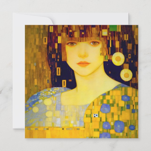 Cartão De Agradecimento Dama Dourada do ART NOUVEAU (Frente)