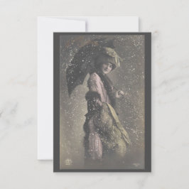 Cartão De Agradecimento Dama Vintage na Neve