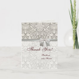 Cartão De Agradecimento Damado Vintage Branco Renda Antiga Casamento