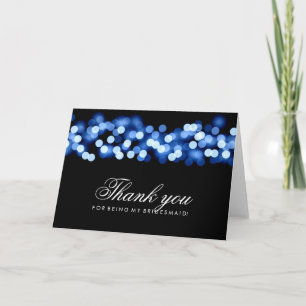 Cartão De Agradecimento Damas de honra Hollywood Glam Azul Obrigada
