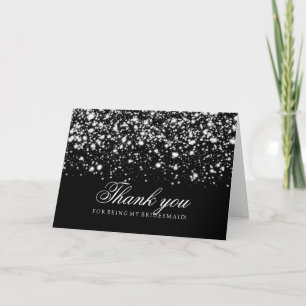 Cartão De Agradecimento Damas de Honra Obrigada Silver Midnight Glam