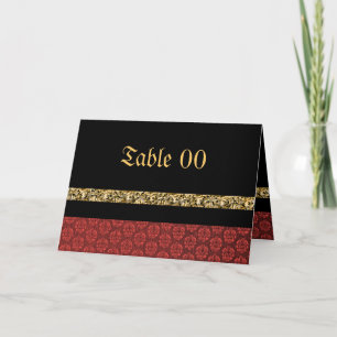 Cartão De Agradecimento Damasco de casamento dourado preto vermelho