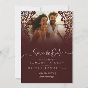 Cartão De Agradecimento Damasco vermelho Salve a placa de data com foto pe