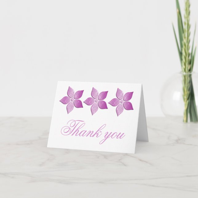 Cartão de Agradecimento Damask Blooms, Roxo (Frente)