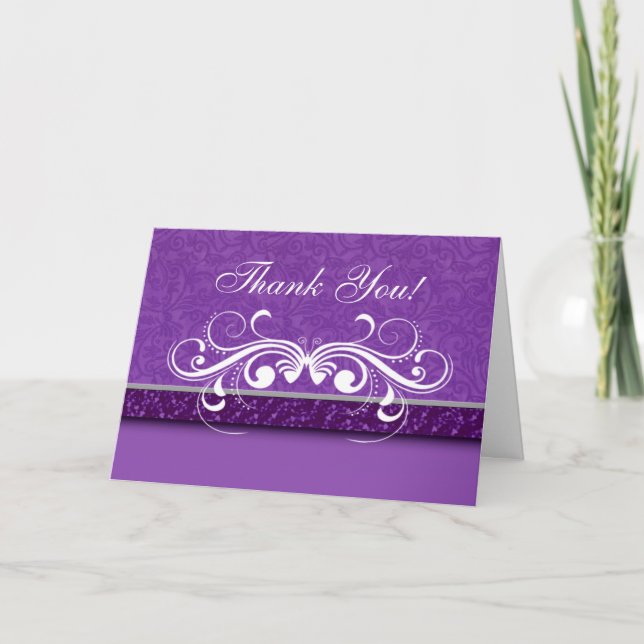Cartão De Agradecimento Damask Butterfly Thank You Card (Frente)