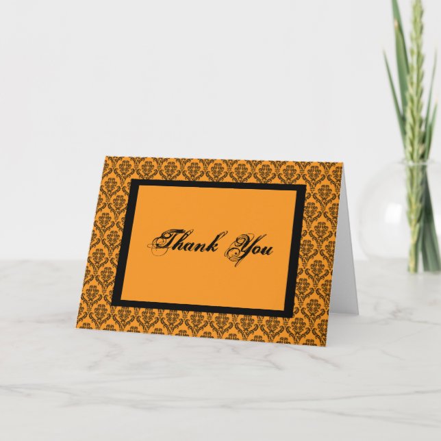Cartão de Agradecimento Damask Hallowedding Até a  (Frente)