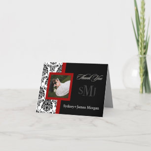 Cartão De Agradecimento Damask Obrigado Cartões, fotos de casamento+monog