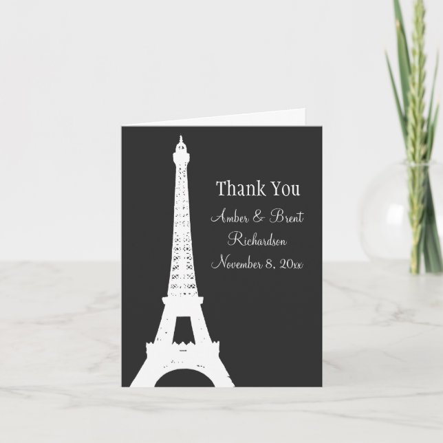 Cartão De Agradecimento Damask Paris Thank You Card (Frente)