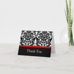 Cartão De Agradecimento Damask Red Thank You Note Card