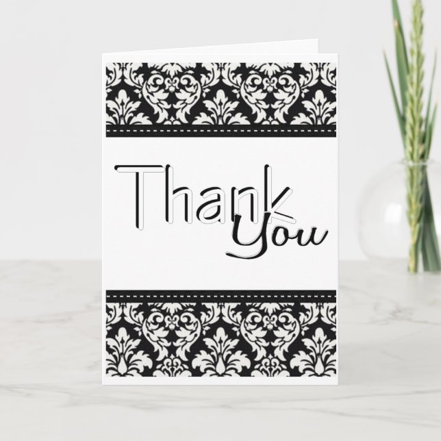 Cartão De Agradecimento Damask Thank you card (Frente)