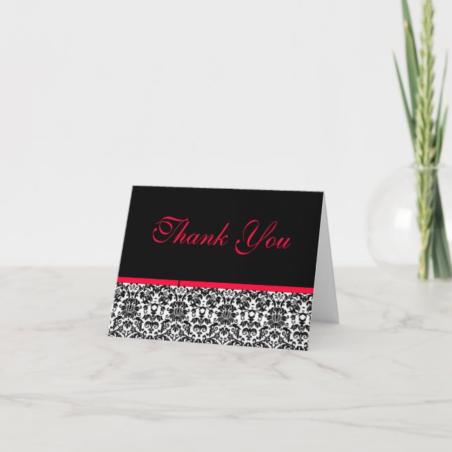 Cartão De Agradecimento Damask Thank You Card (Frente)