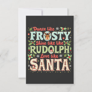 Cartão De Agradecimento Dança Como Um Brilho Sorridente Como Rudolph Love