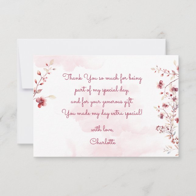 Cartão De Agradecimento Dança e aniversário de bailarina (Frente)