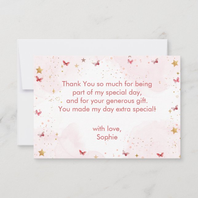 Cartão De Agradecimento Dança e gira bailarina fofa festa de aniversário i (Frente)