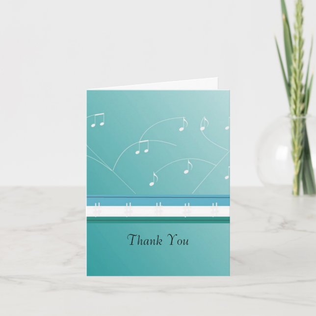 Cartão De Agradecimento Dancing Musical Notes Thank You (Frente)