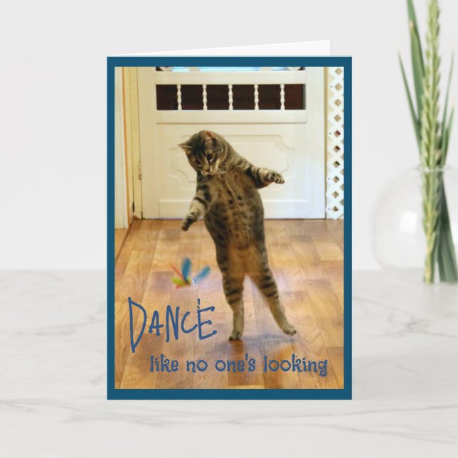 Cartão De Agradecimento Dancing Tabby Cat Birthday (Frente)