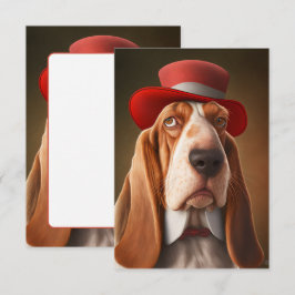 Cartão De Agradecimento Dapper Basset Hound com Red Hat