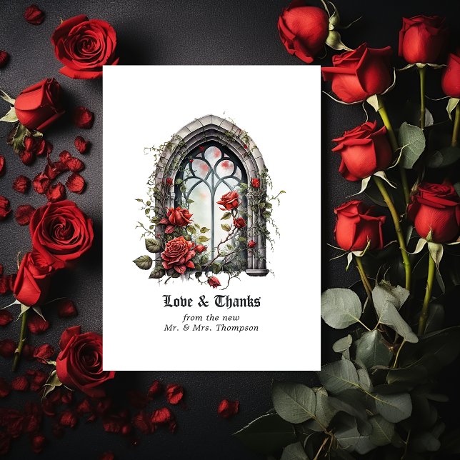 Cartão De Agradecimento Dark Fantasy Castle Window Gothic Wedding (Criador carregado)