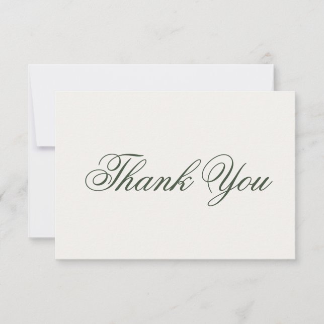 Cartão De Agradecimento Dark Green Greenery Wedding Thank You Card (Frente)