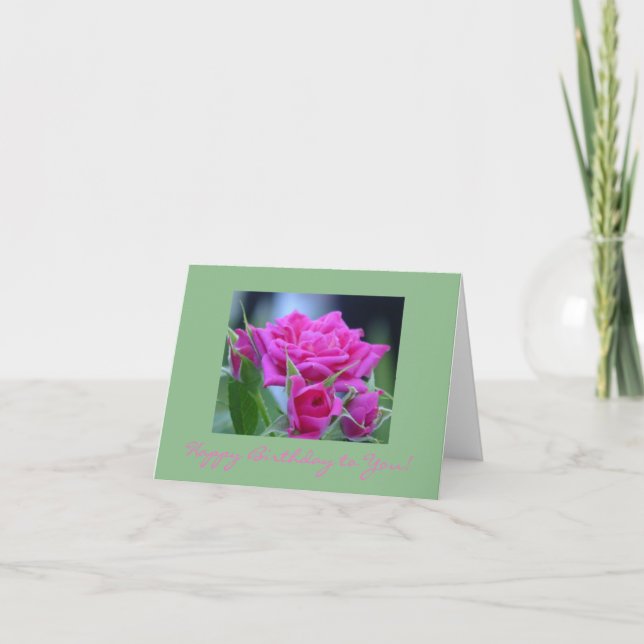 Cartão De Agradecimento Dark Pink Roses (Frente)