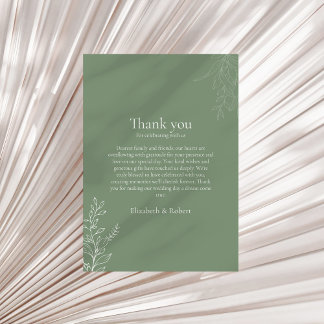 Cartão De Agradecimento Dark Sage Green Botanical Thank You Card