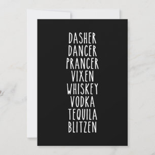 Cartão De Agradecimento Dasher Dancer Prancer Vixen Whiskey Vodka Tequila