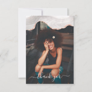 CARTÃO DE AGRADECIMENTO DC WHITE & ROSA DOURADO BLACK FOGRA AGATE MONOGRAM