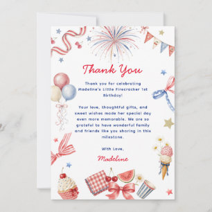 Cartão de Agradecimento de 1º Aniversário Little F