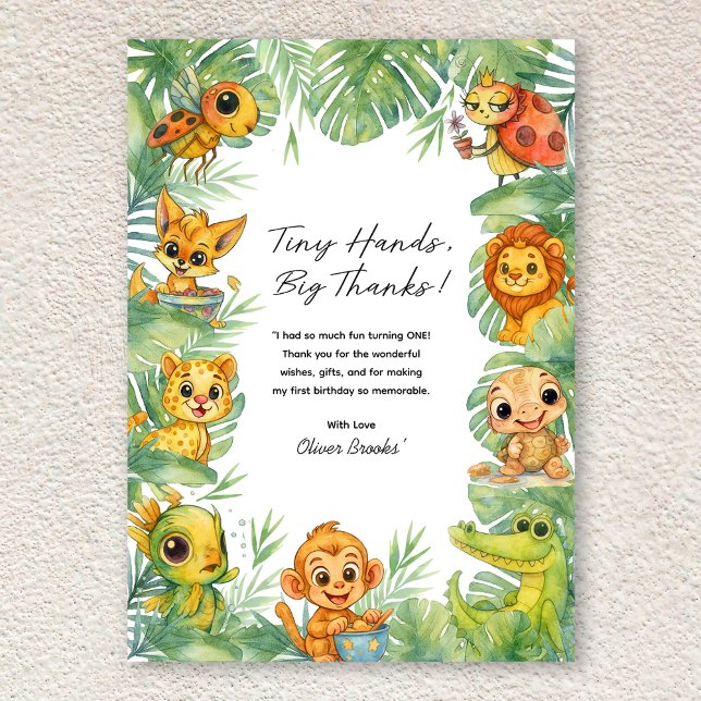 Cartão de Agradecimento de 1º Aniversário Wild One (Wild One Watercolor 1st Birthday Thank You Card)