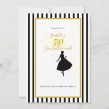 Cartão de Agradecimento de 70º Aniversário Preto e