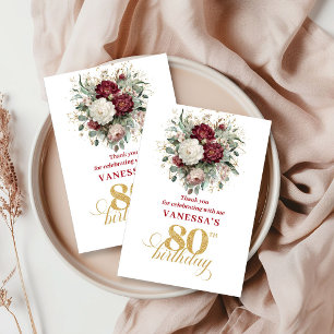 Cartão de Agradecimento de 80º Aniversário Floral 