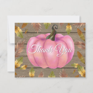 Cartão de agradecimento de abóbora cor-de-rosa de 
