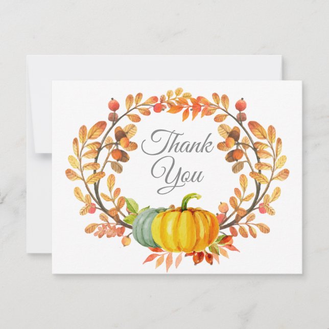 Cartão de agradecimento de abóbora de outono em aq (Frente)