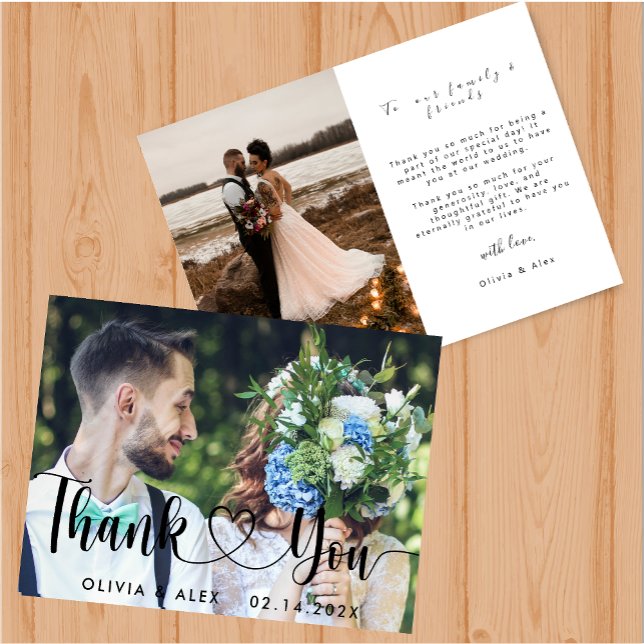 Cartão de agradecimento de amor em coração com let (Criador carregado)