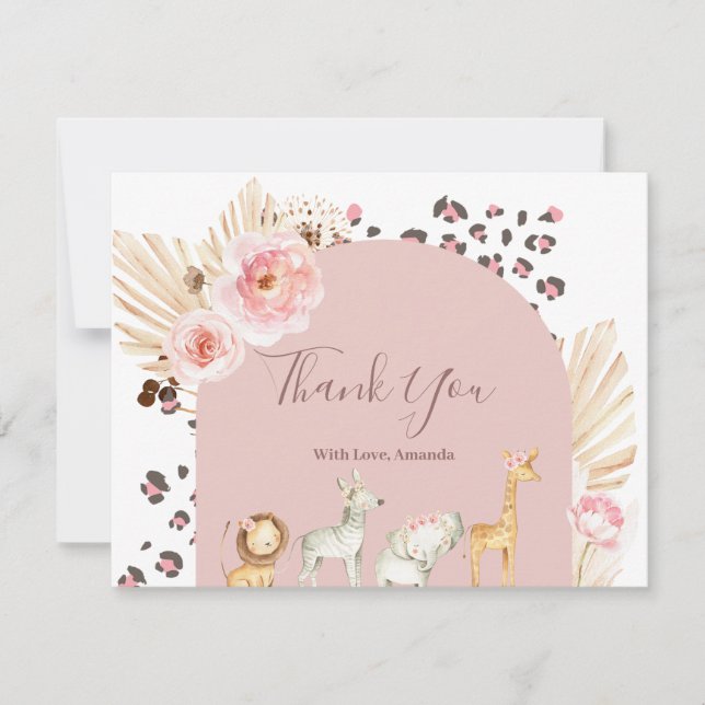 Cartão de agradecimento de animais da floresta boê (Frente)