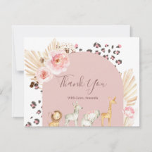 Cartão de agradecimento de animais da floresta boê