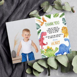 Cartão de Agradecimento de Aniversário com Dinossa
