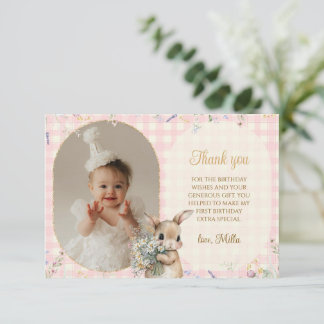 Cartão de agradecimento de aniversário com foto de