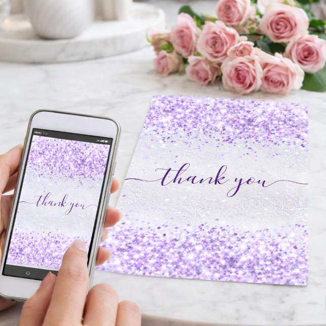 Cartão de agradecimento de aniversário com glitter (Criador carregado)