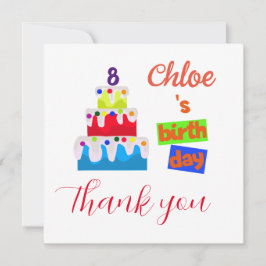 Cartão de agradecimento de aniversário com nome e 