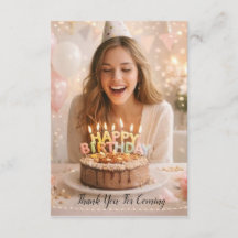 Cartão de Agradecimento de Aniversário com Tema de