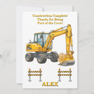 Cartão de Agradecimento de Aniversário Construçã
