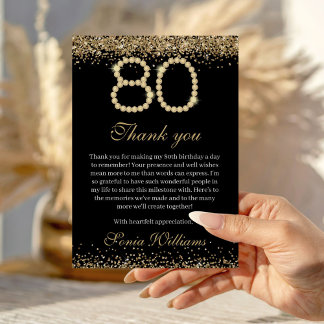 Cartão de Agradecimento de Aniversário de 80 anos