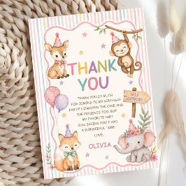 Cartão de Agradecimento de Aniversário de Animais