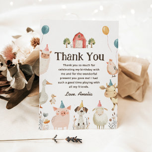 Cartão de Agradecimento de Aniversário de Animais 