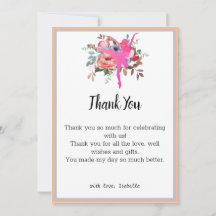 Cartão de agradecimento de aniversário de bailarin