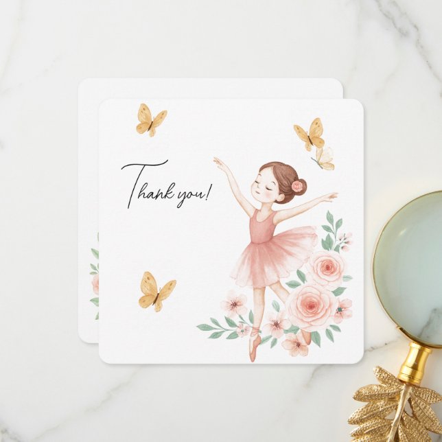 Cartão de Agradecimento de Aniversário de Bailarin (Frente/Verso In Situ)