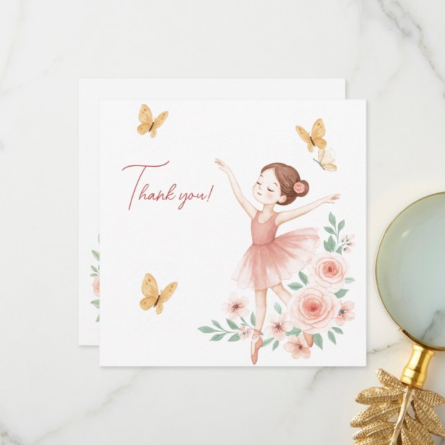 Cartão de Agradecimento de Aniversário de Bailarin (Frente/Verso In Situ)