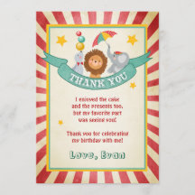 Cartão de agradecimento de aniversário de Circo Ca